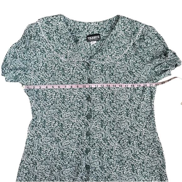 Tabby II Women 18 W Green Floral Prairie Midi Dress Cottagecore Modest Vintage - Picture 4 of 7